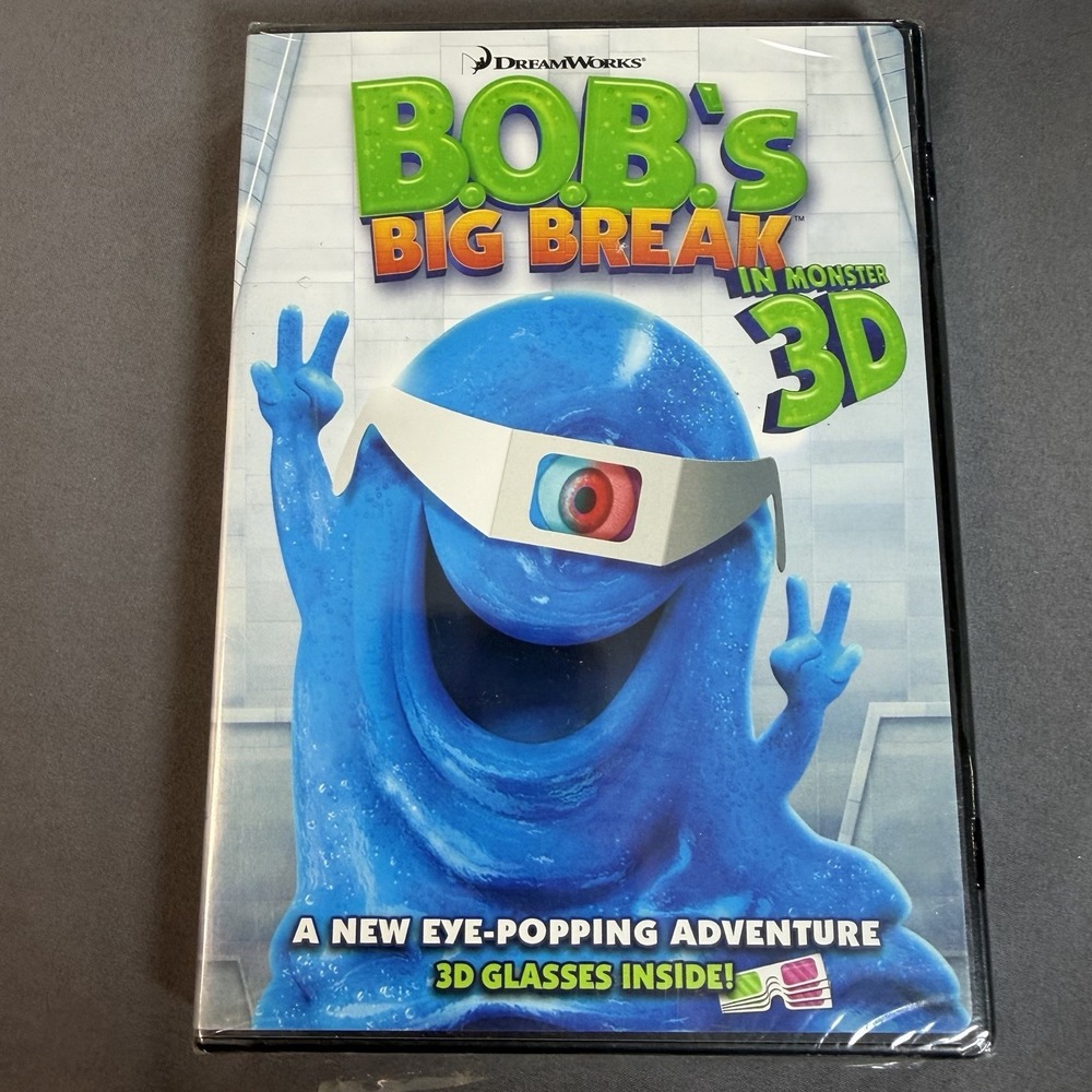 DreamWorls BOB'S Big Break DVD In Monster 3D New Sealed w Glasses 2D & 3D